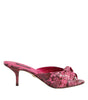 Dolce & Gabbana Pink Leather Heels Slides Sandals Shoes