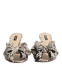 Dolce & Gabbana Multicolor Keira Bow Leather Peep Toe Mules Shoes