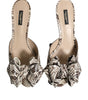 Dolce & Gabbana Multicolor Keira Bow Leather Peep Toe Mules Shoes
