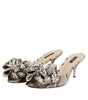 Dolce & Gabbana Multicolor Keira Bow Leather Peep Toe Mules Shoes