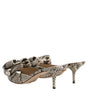 Dolce & Gabbana Multicolor Keira Bow Leather Peep Toe Mules Shoes