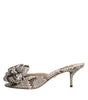Dolce & Gabbana Multicolor Keira Bow Leather Peep Toe Mules Shoes