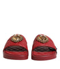 Dolce & Gabbana Red Devotion Matelassé Leather Slides Shoes