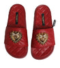 Dolce & Gabbana Red Devotion Matelassé Leather Slides Shoes