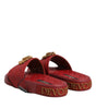 Dolce & Gabbana Red Devotion Matelassé Leather Slides Shoes