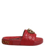 Dolce & Gabbana Red Devotion Matelassé Leather Slides Shoes