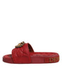 Dolce & Gabbana Red Devotion Matelassé Leather Slides Shoes