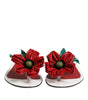 Dolce & Gabbana Red White KEIRA Flower Leather Sandals Shoes