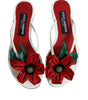 Dolce & Gabbana Red White KEIRA Flower Leather Sandals Shoes