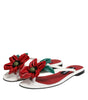 Dolce & Gabbana Red White KEIRA Flower Leather Sandals Shoes