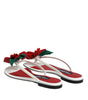 Dolce & Gabbana Red White KEIRA Flower Leather Sandals Shoes