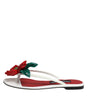 Dolce & Gabbana Red White KEIRA Flower Leather Sandals Shoes