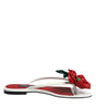 Dolce & Gabbana Red White KEIRA Flower Leather Sandals Shoes
