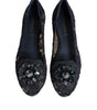 Dolce & Gabbana Blue Taormina Lace Crystals Flats Shoes