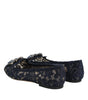 Dolce & Gabbana Blue Taormina Lace Crystals Flats Shoes