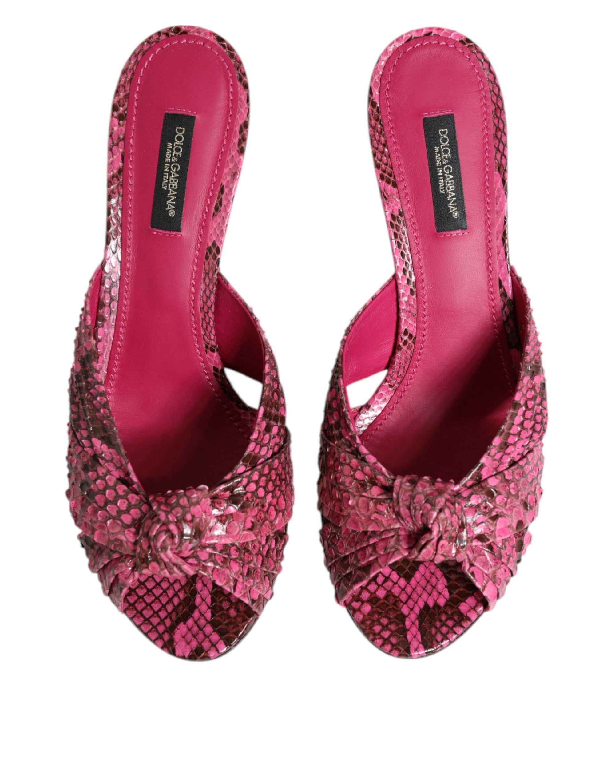 Sandales à talons en cuir rose Dolce & Gabbana