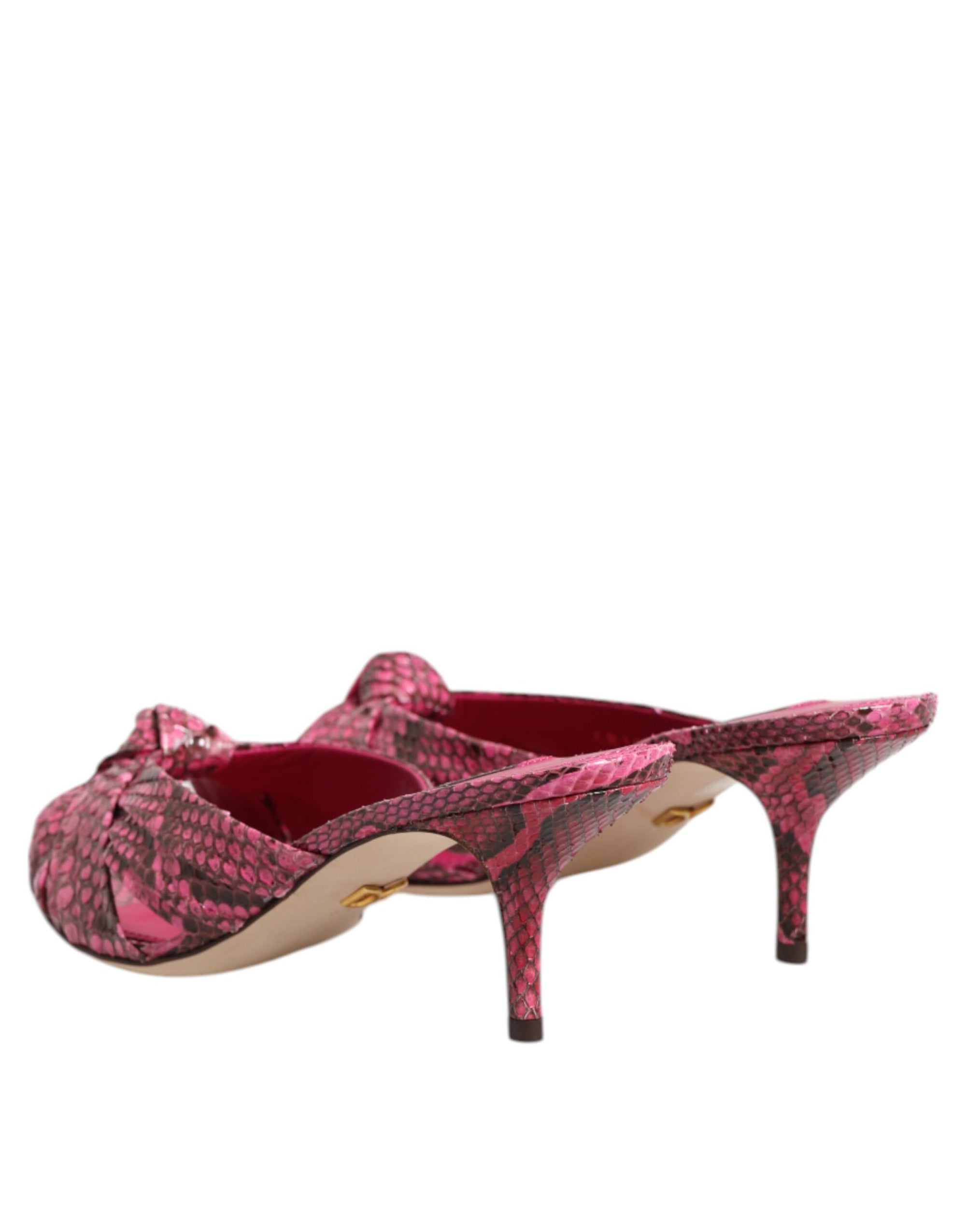 Sandales à talons en cuir rose Dolce & Gabbana