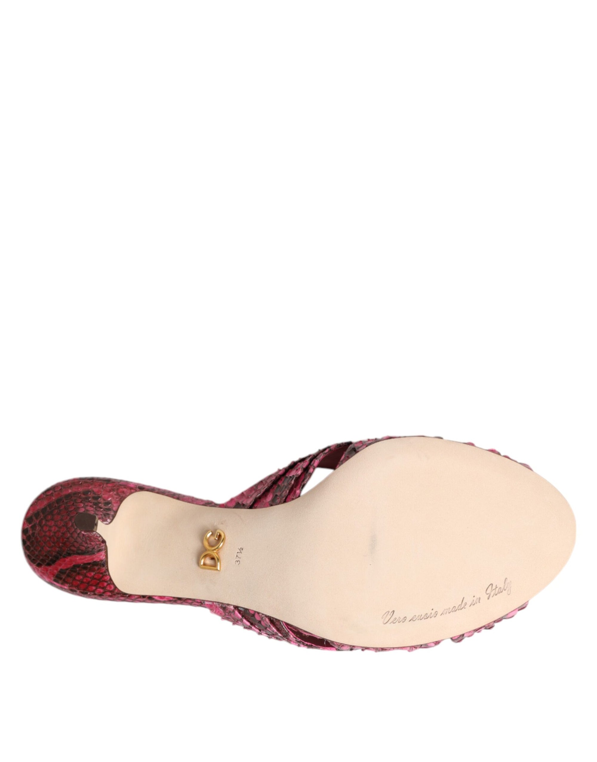 Sandales à talons en cuir rose Dolce & Gabbana