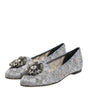 Chaussures plates en dentelle et cristaux Dolce & Gabbana Taormina grises