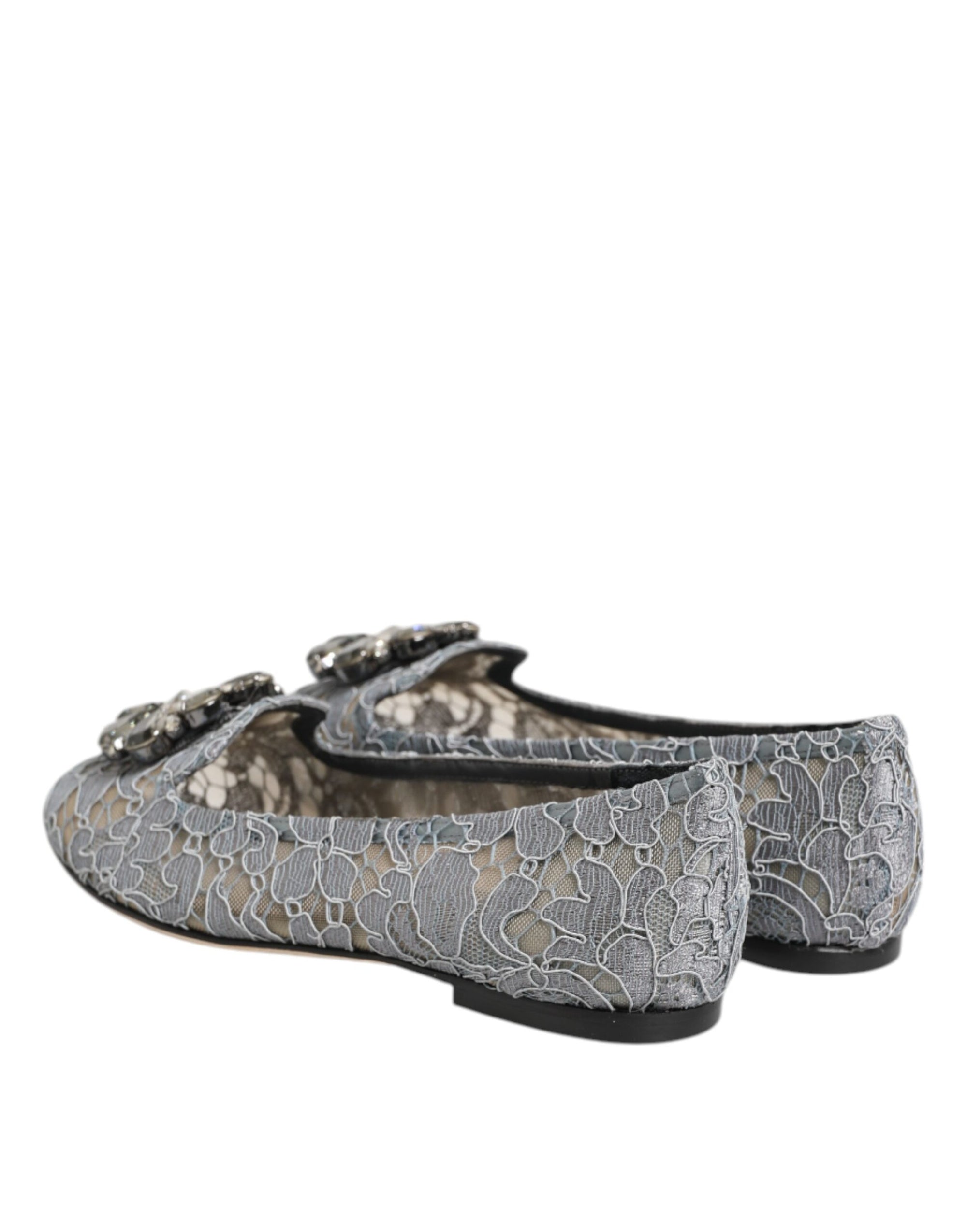 Chaussures plates en dentelle et cristaux Dolce & Gabbana Taormina grises