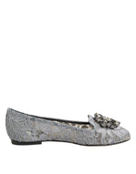 Chaussures plates en dentelle et cristaux Dolce & Gabbana Taormina grises