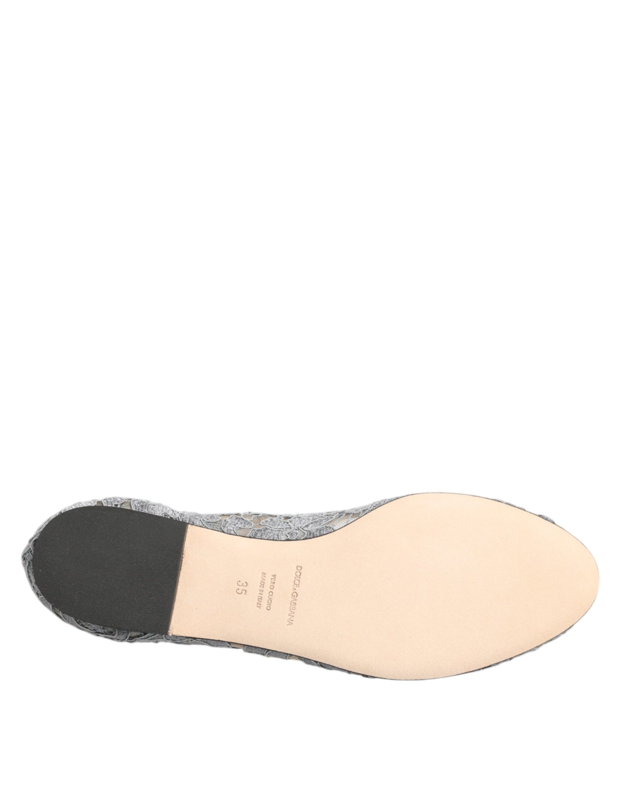Chaussures plates en dentelle et cristaux Dolce & Gabbana Taormina grises