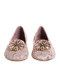 Dolce &amp; Gabbana Pink Taormina Lace Crystals Flats Shoes