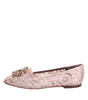 Dolce &amp; Gabbana Pink Taormina Lace Crystals Flats Shoes