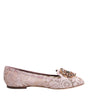Dolce &amp; Gabbana Pink Taormina Lace Crystals Flats Shoes