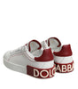 Dolce & Gabbana White Red Leather Portofino Sneaker Shoes