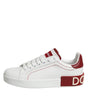 Dolce & Gabbana White Red Leather Portofino Sneaker Shoes