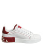 Dolce & Gabbana White Red Leather Portofino Sneaker Shoes