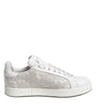 Dolce & Gabbana White Lace Leather Low Top Sneaker Shoes