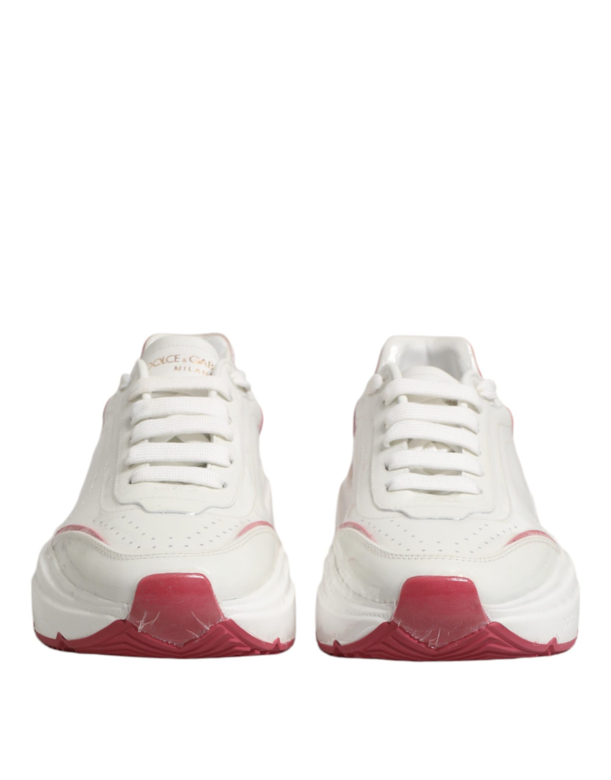 Dolce &amp; Gabbana White Pink Daymaster Low Top Sneakers Shoes