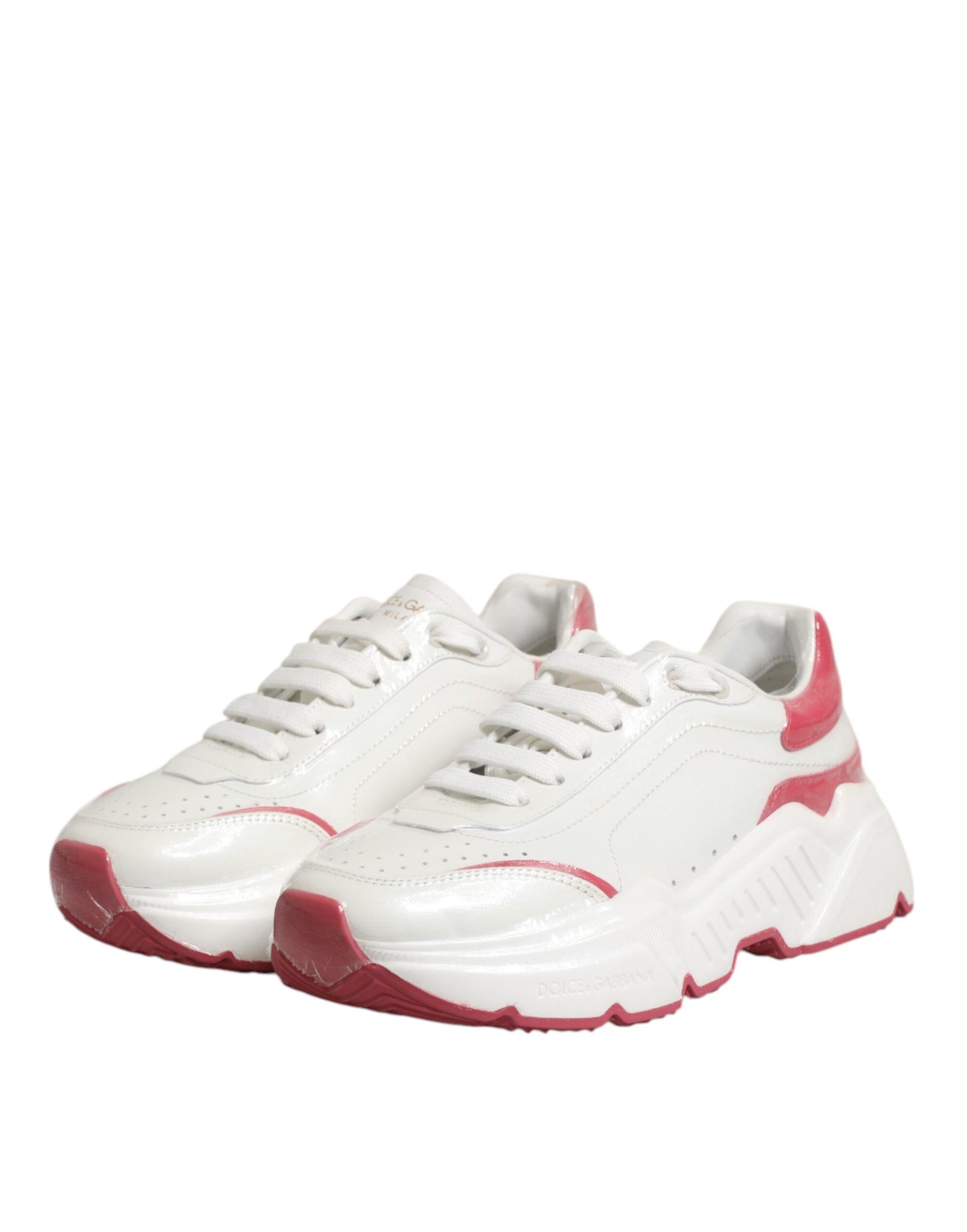 Dolce &amp; Gabbana White Pink Daymaster Low Top Sneakers Shoes