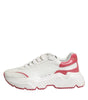 Dolce &amp; Gabbana White Pink Daymaster Low Top Sneakers Shoes