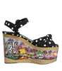 Dolce & Gabbana Multicolor Fish Polka Dot Wedge Sandals Shoes
