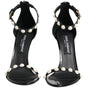 Dolce & Gabbana Black KEIRA Pearl Embellished Sandals Shoes