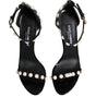 Dolce & Gabbana Black KEIRA Pearl Embellished Sandals Shoes