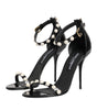 Dolce & Gabbana Black KEIRA Pearl Embellished Sandals Shoes