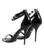 Dolce & Gabbana Black KEIRA Pearl Embellished Sandals Shoes