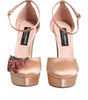 Dolce & Gabbana Pink Block Heels Ankle Strap Sandals Shoes