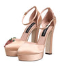 Dolce & Gabbana Pink Block Heels Ankle Strap Sandals Shoes