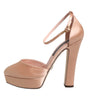 Dolce & Gabbana Pink Block Heels Ankle Strap Sandals Shoes
