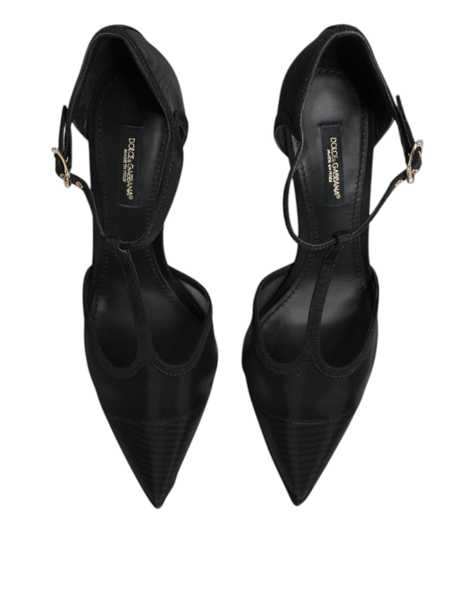 Chaussures à talons aiguilles et brides en T en maille noire Dolce & Gabbana