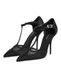 Chaussures à talons aiguilles et brides en T en maille noire Dolce & Gabbana
