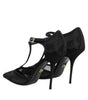 Chaussures à talons aiguilles et brides en T en maille noire Dolce & Gabbana