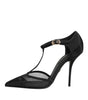 Chaussures à talons aiguilles et brides en T en maille noire Dolce & Gabbana