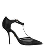 Chaussures à talons aiguilles et brides en T en maille noire Dolce & Gabbana
