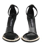 Dolce & Gabbana Black KEIRA Pearl Embellished Sandals Shoes